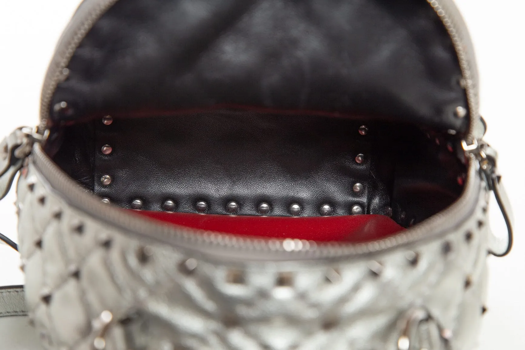 Valentino Silver Leather Rockstud Backpack