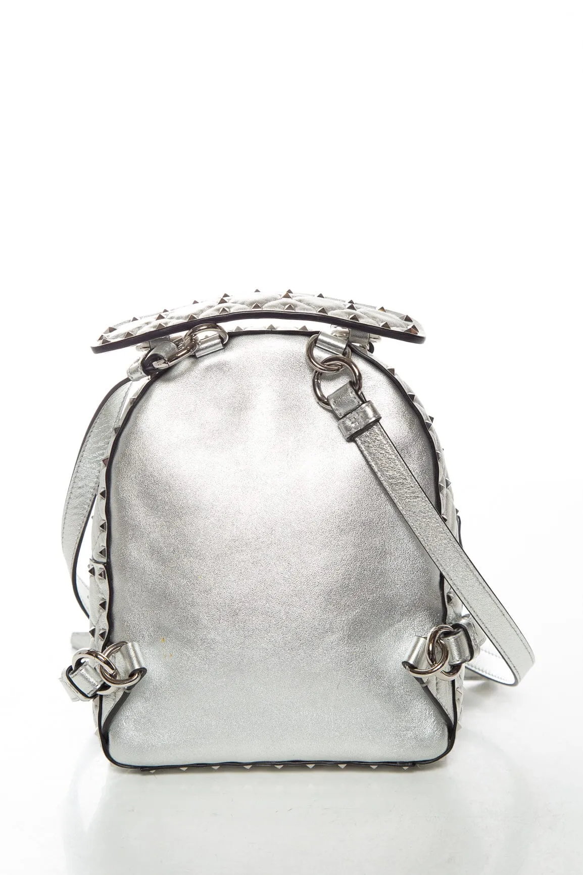 Valentino Silver Leather Rockstud Backpack