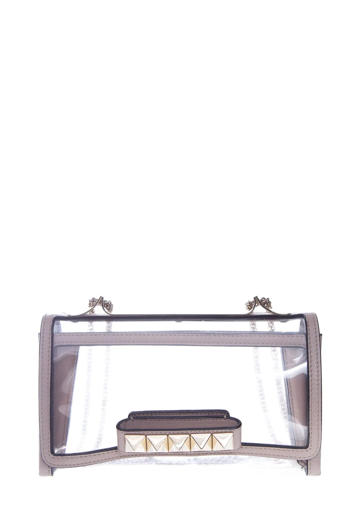 Valentino Taupe Leather and PVC Va Va Voom Rockstud Handbag