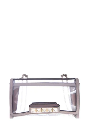 Valentino Taupe Leather and PVC Va Va Voom Rockstud Handbag
