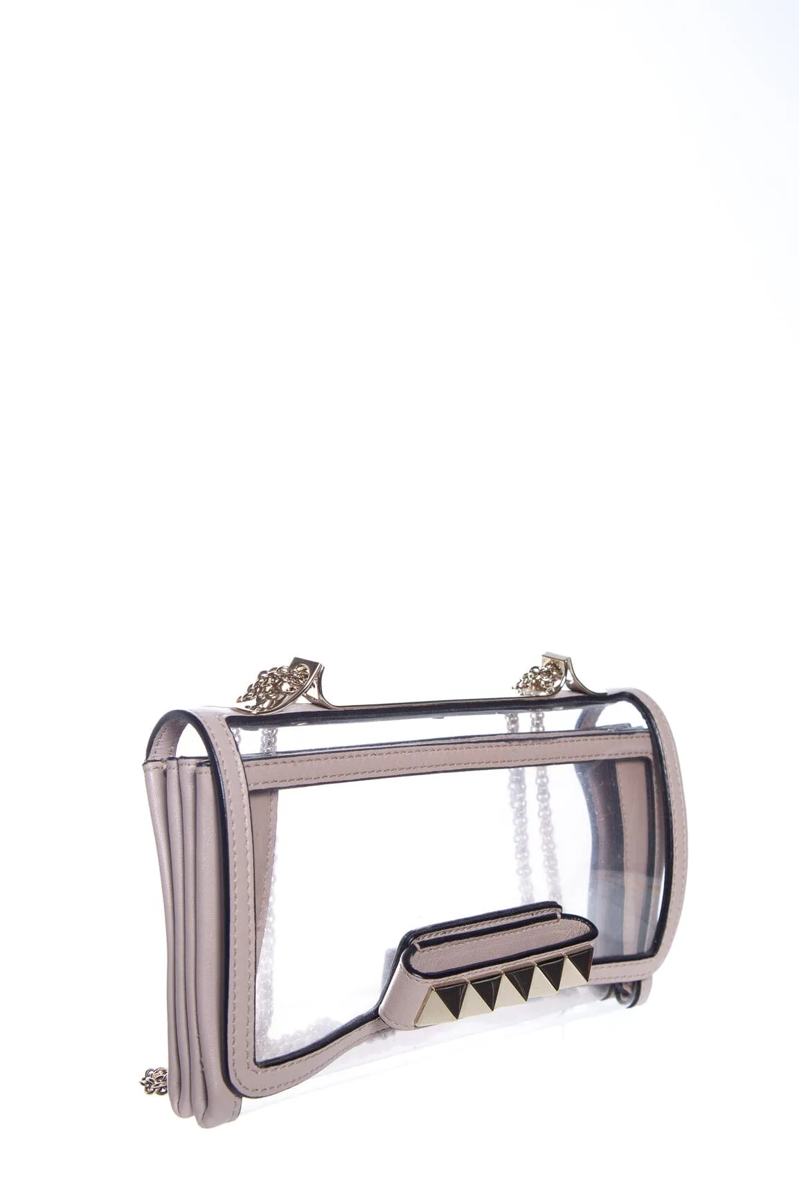 Valentino Taupe Leather and PVC Va Va Voom Rockstud Handbag