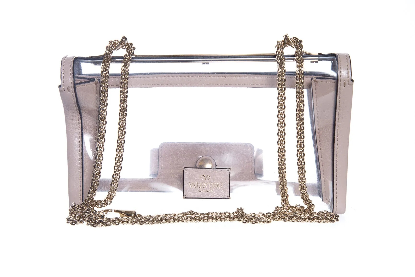 Valentino Taupe Leather and PVC Va Va Voom Rockstud Handbag