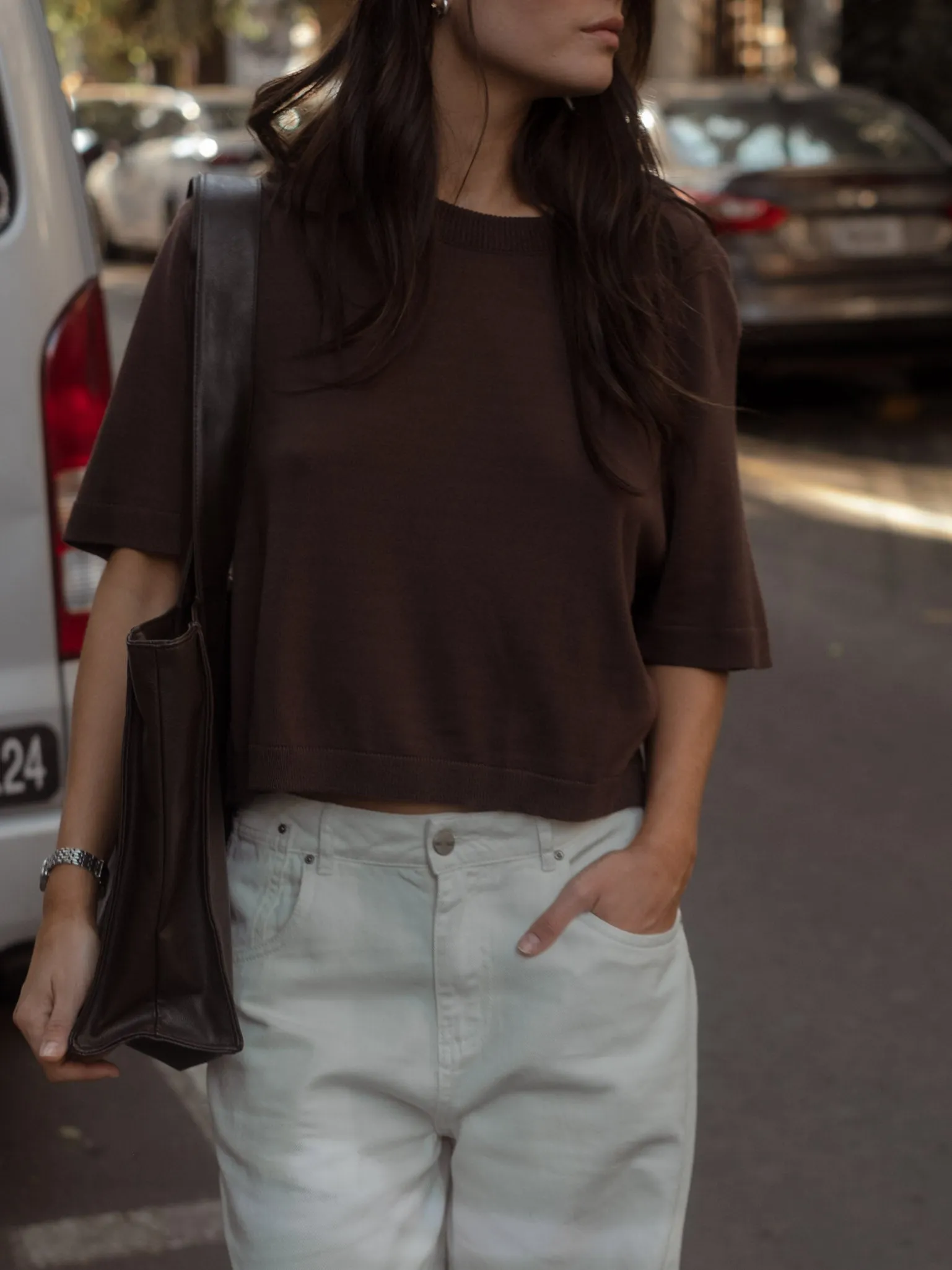 VEGAN LEATHER TOTE BAG - ESPRESSO