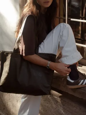 VEGAN LEATHER TOTE BAG - ESPRESSO