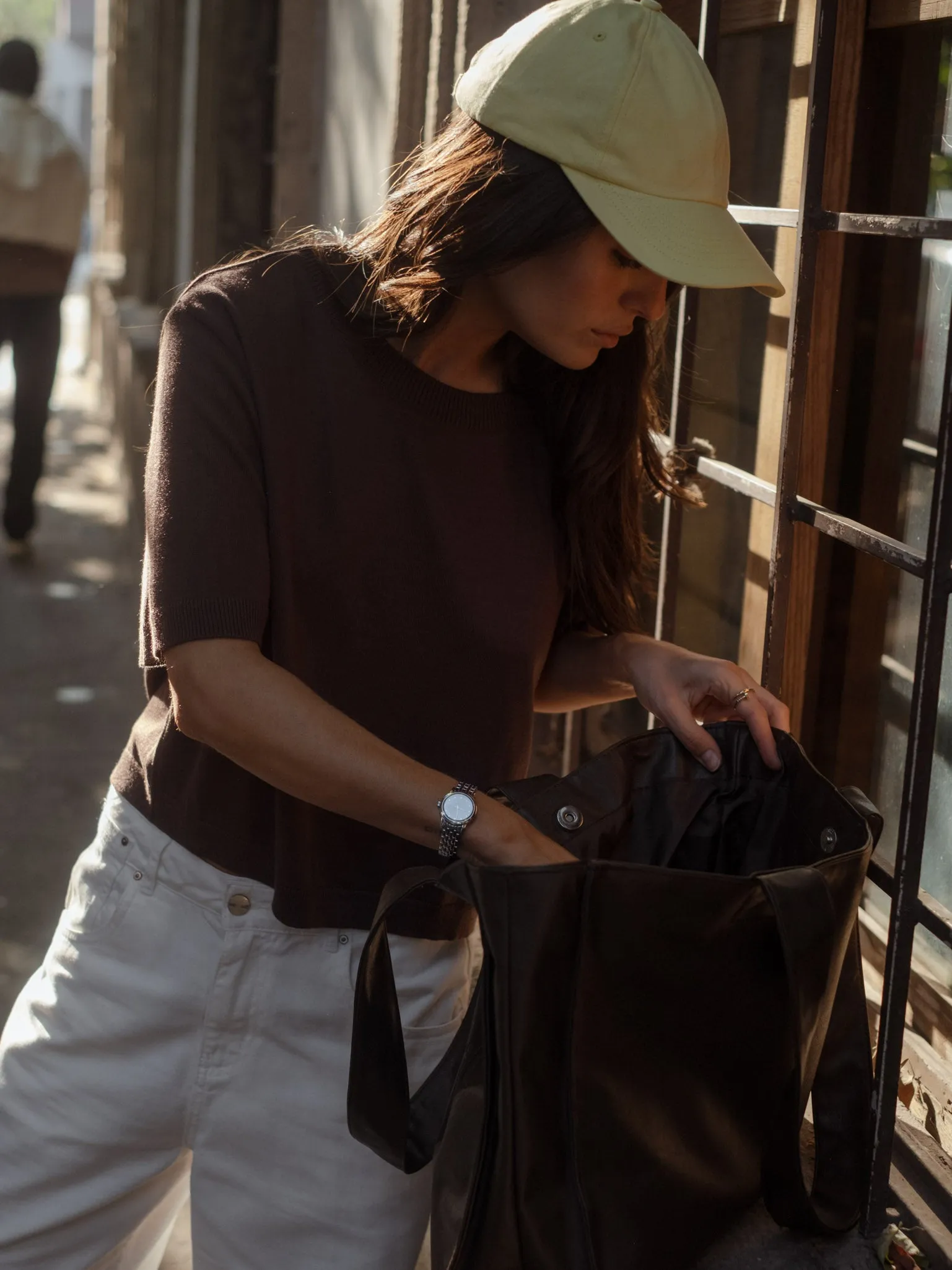 VEGAN LEATHER TOTE BAG - ESPRESSO