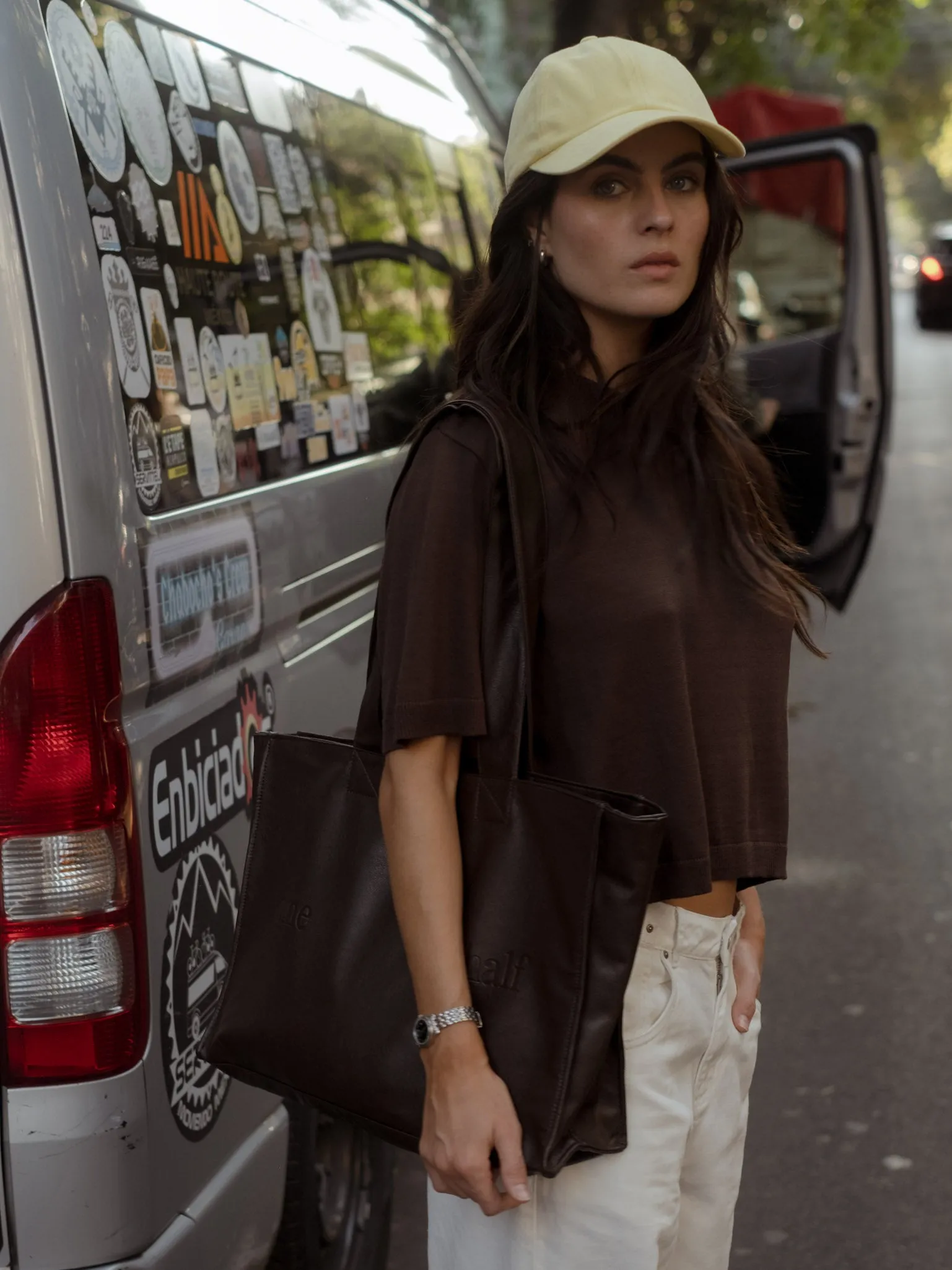 VEGAN LEATHER TOTE BAG - ESPRESSO