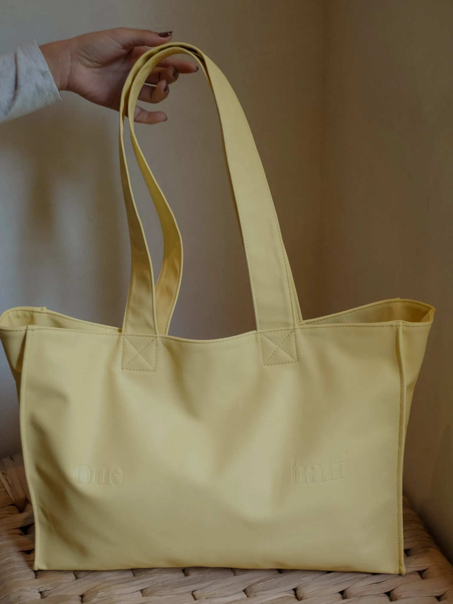 VEGAN LEATHER TOTE BAG - PANACOTTA