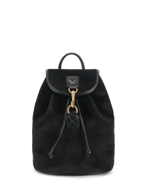 Velvet Backpack Gold Buckle Flap Handbag