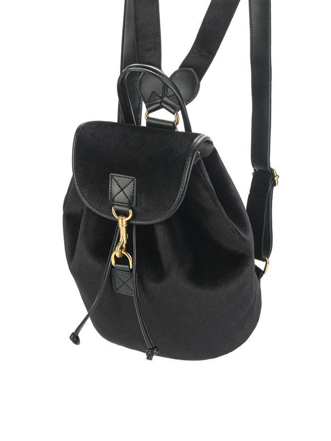 Velvet Backpack Gold Buckle Flap Handbag