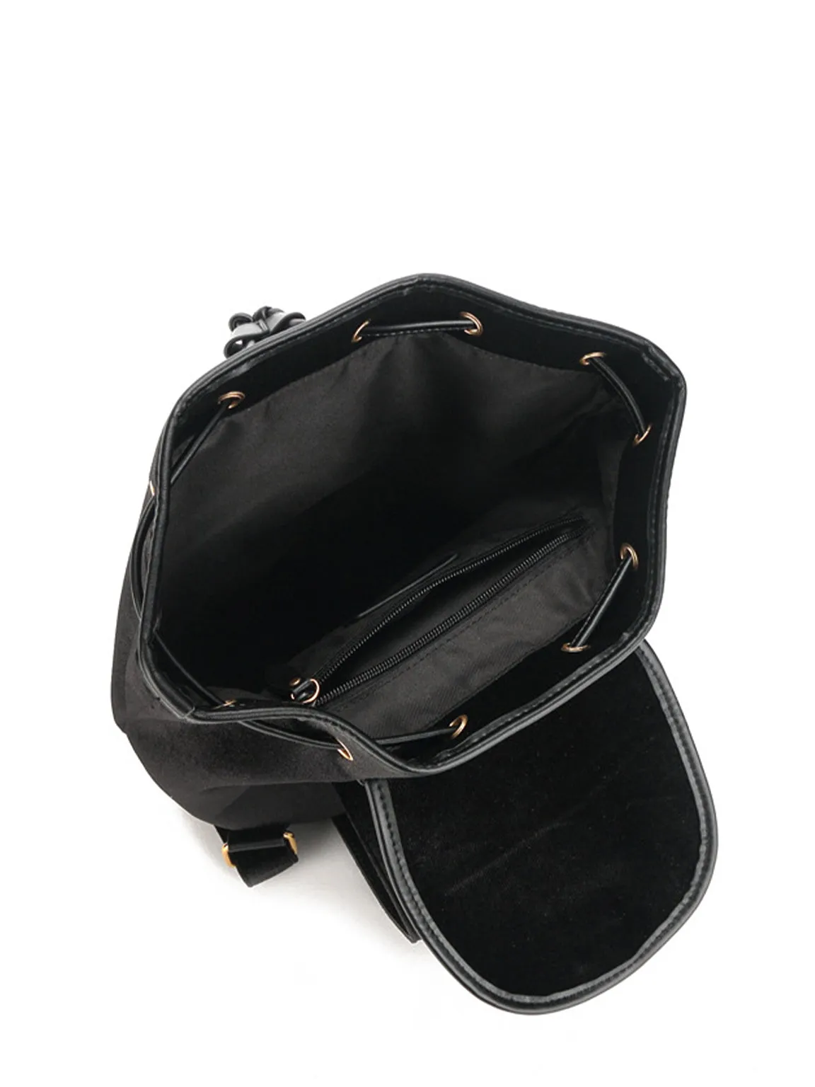 Velvet Backpack Gold Buckle Flap Handbag