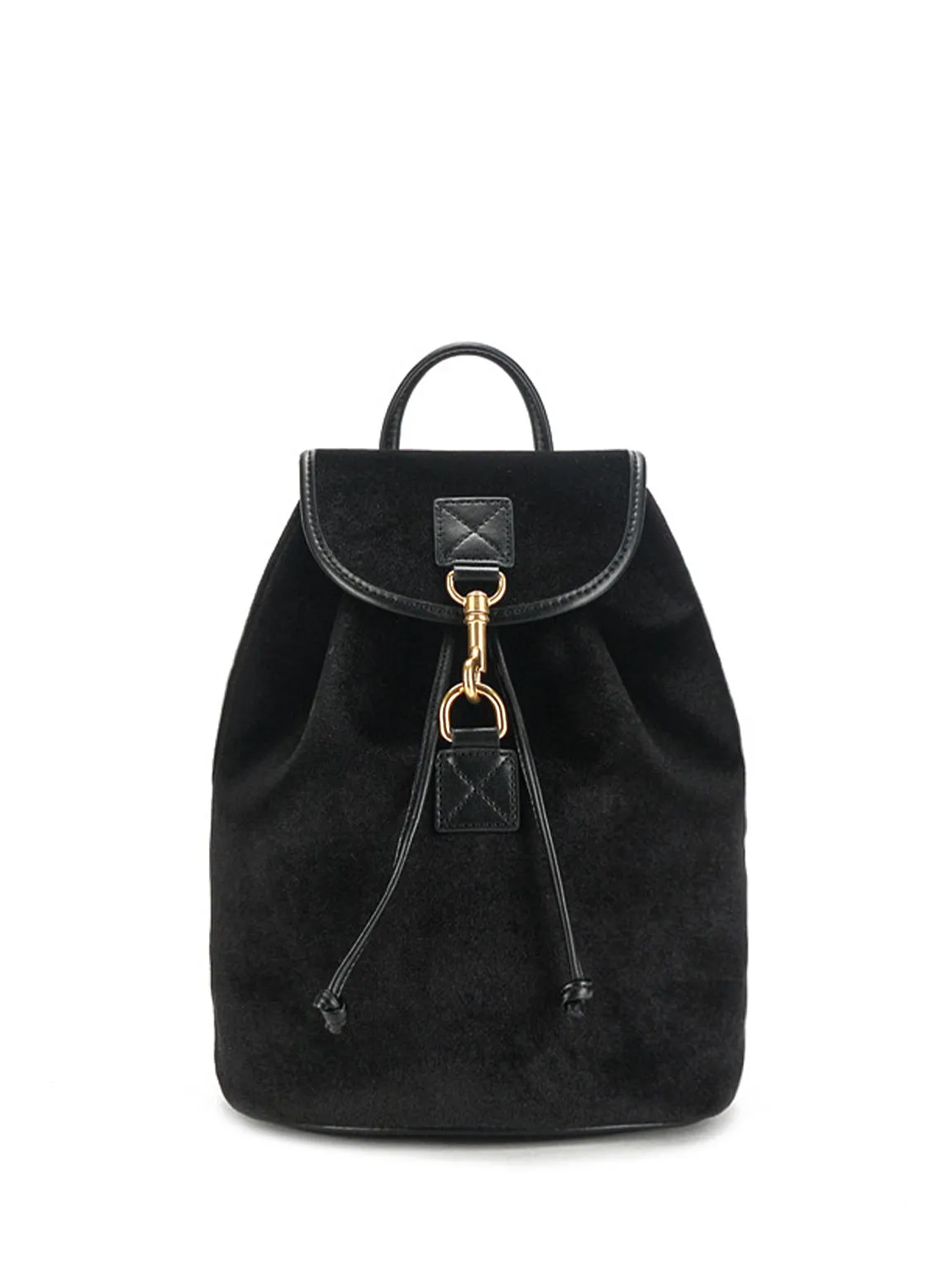 Velvet Backpack Gold Buckle Flap Handbag