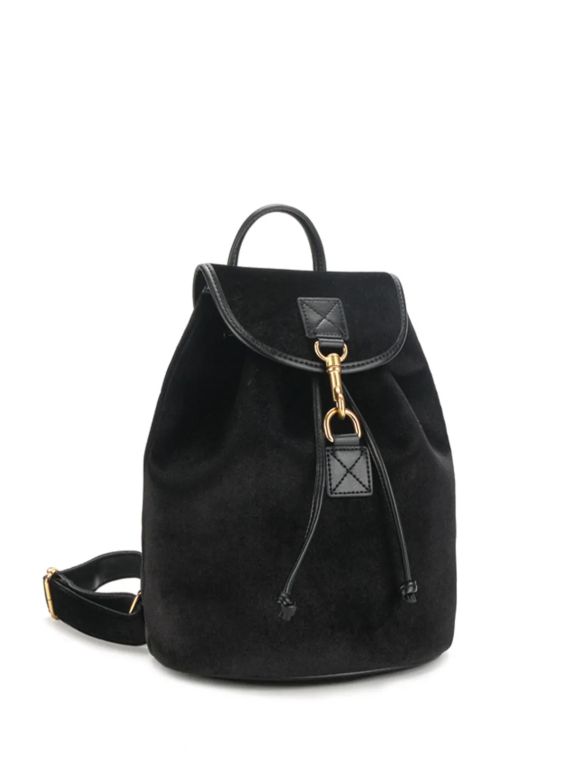 Velvet Backpack Gold Buckle Flap Handbag