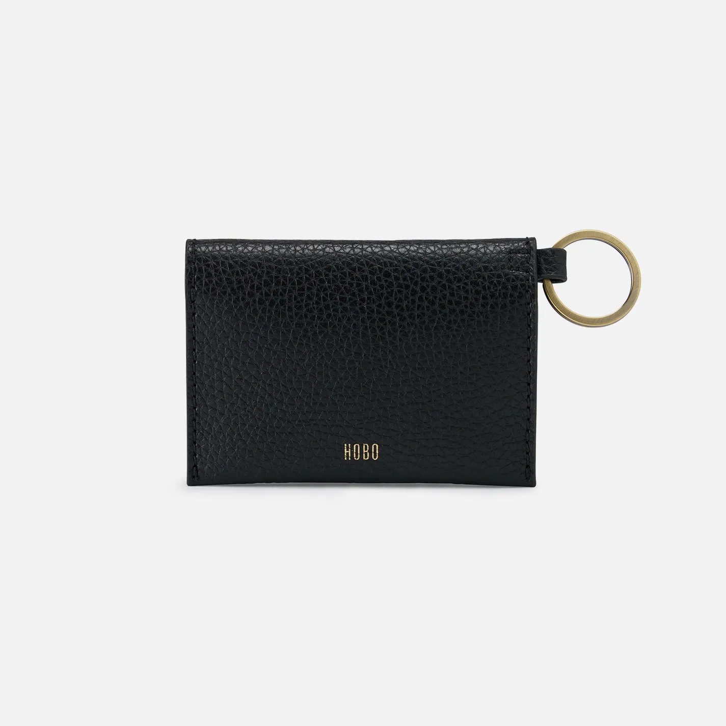 Vida Card Case in Micro Pebbled Leather - Black