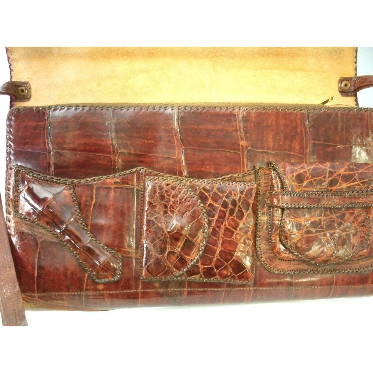 Vintage Alligator Purse Handbag Organizer  1950s