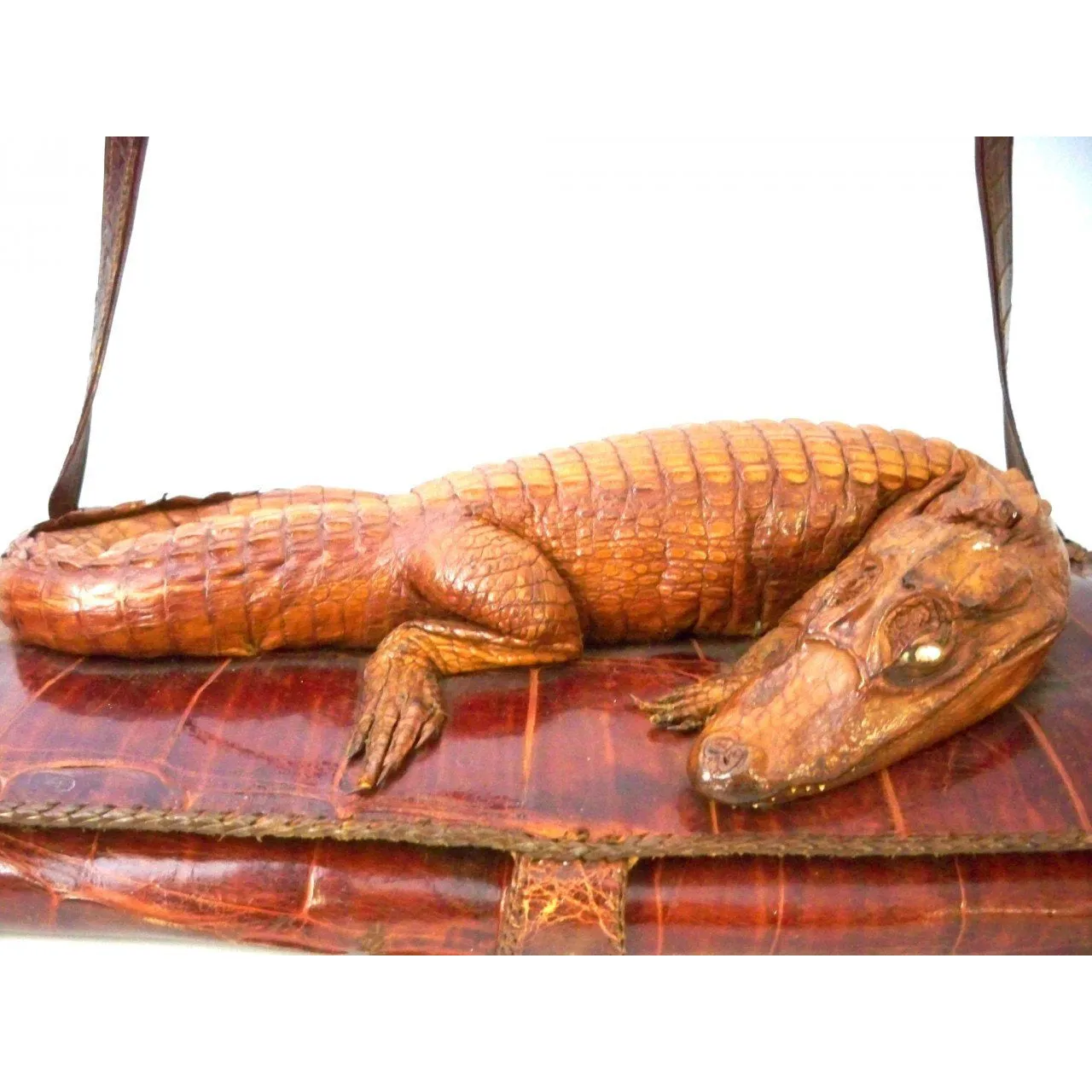 Vintage Alligator Purse Handbag Organizer  1950s
