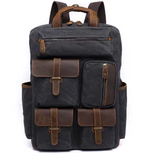 Vintage Canvas Backpack 15inch Multi Pockets Bookbag