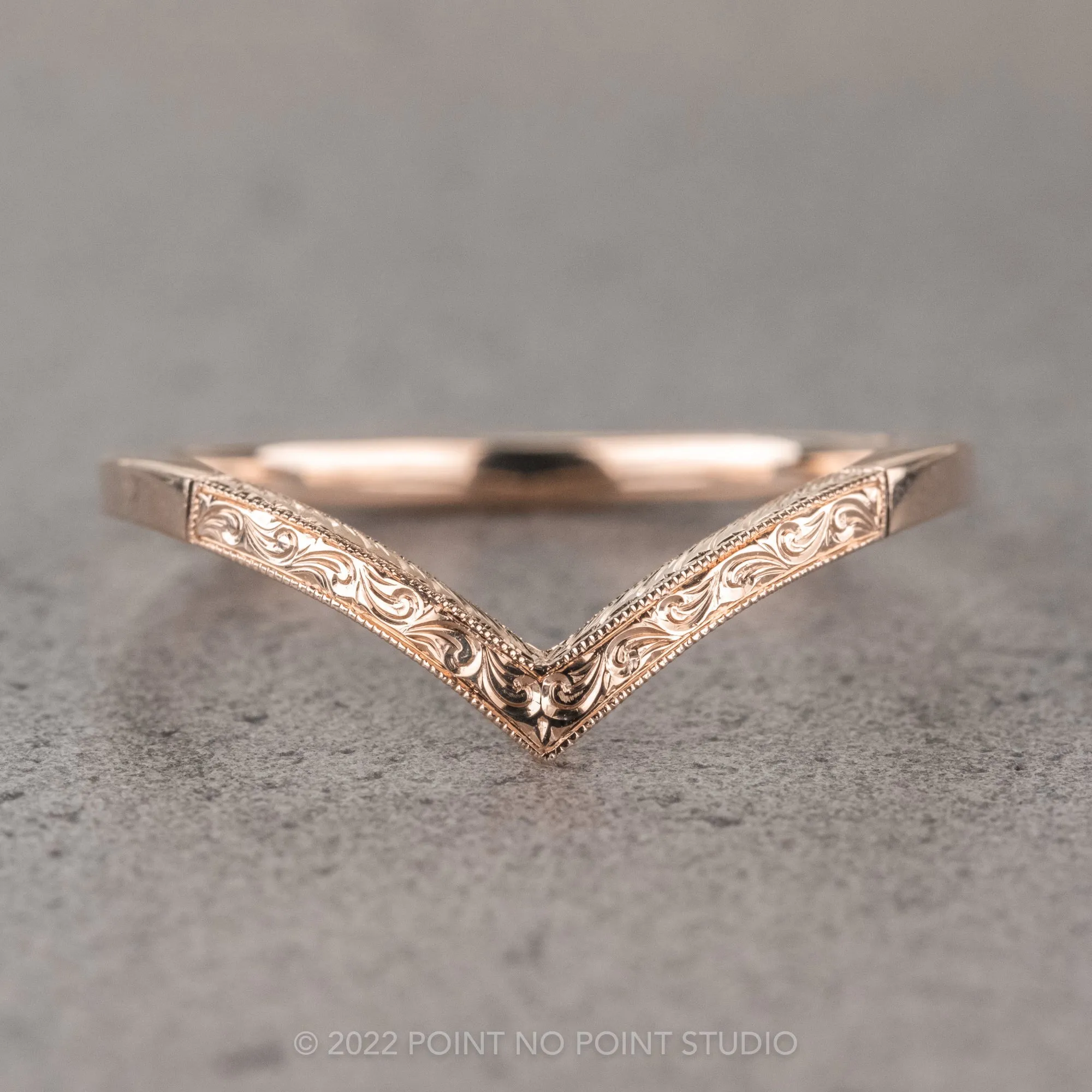 Vintage Vivian Wedding Band, 14k Rose Gold