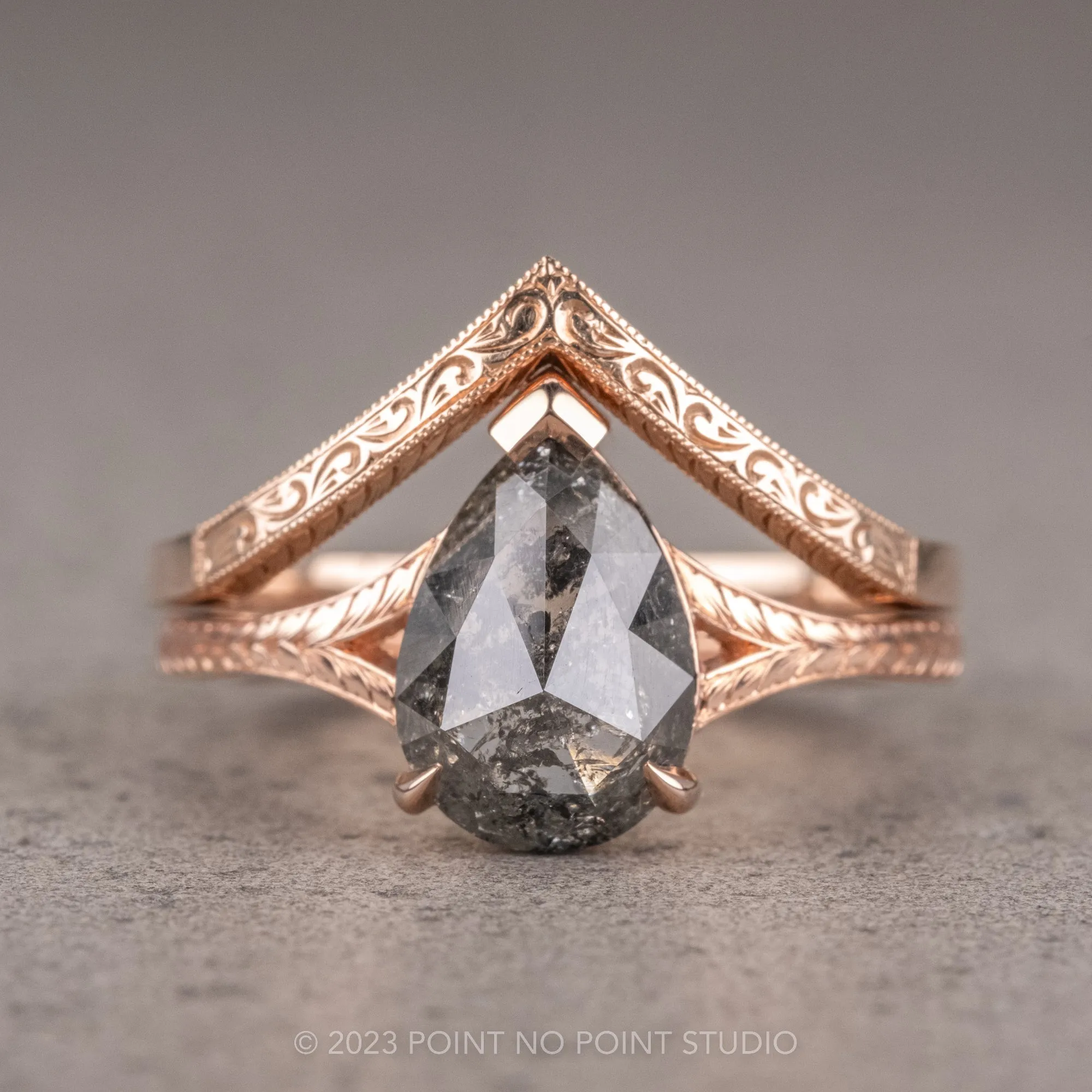 Vintage Vivian Wedding Band, 14k Rose Gold