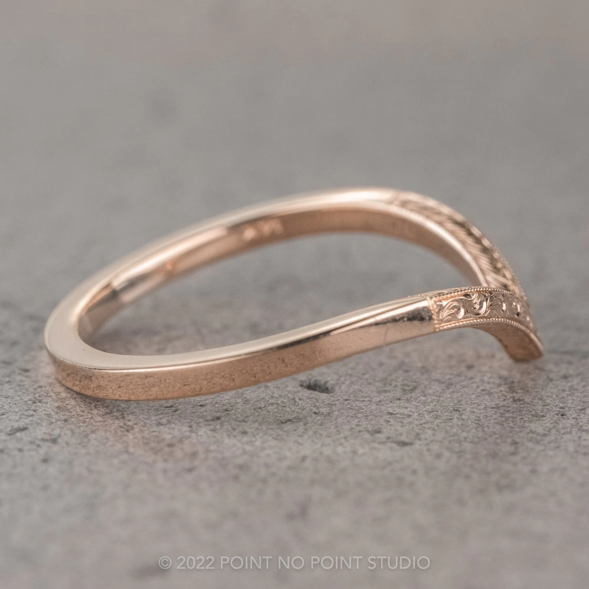 Vintage Vivian Wedding Band, 14k Rose Gold
