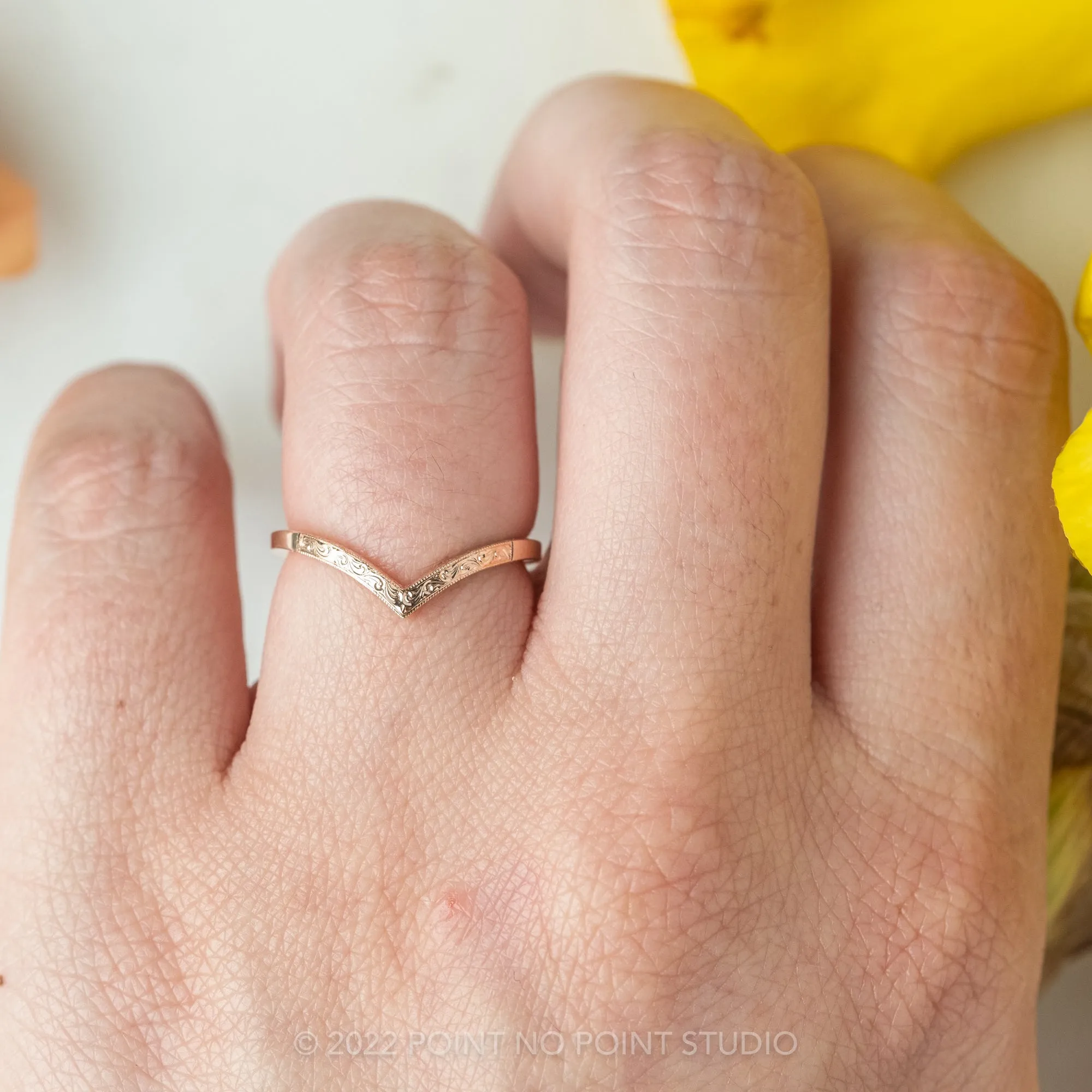 Vintage Vivian Wedding Band, 14k Rose Gold