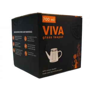 Viva Glass Teapot with Infuser Basket 700ml