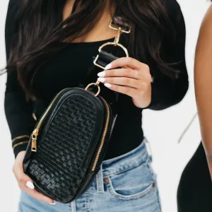 Waverly Woven Crossbody Sling Bag In Black