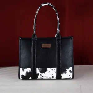 WG102G-8119  Wrangler Cow Print Concealed Carry Wide Tote -Black