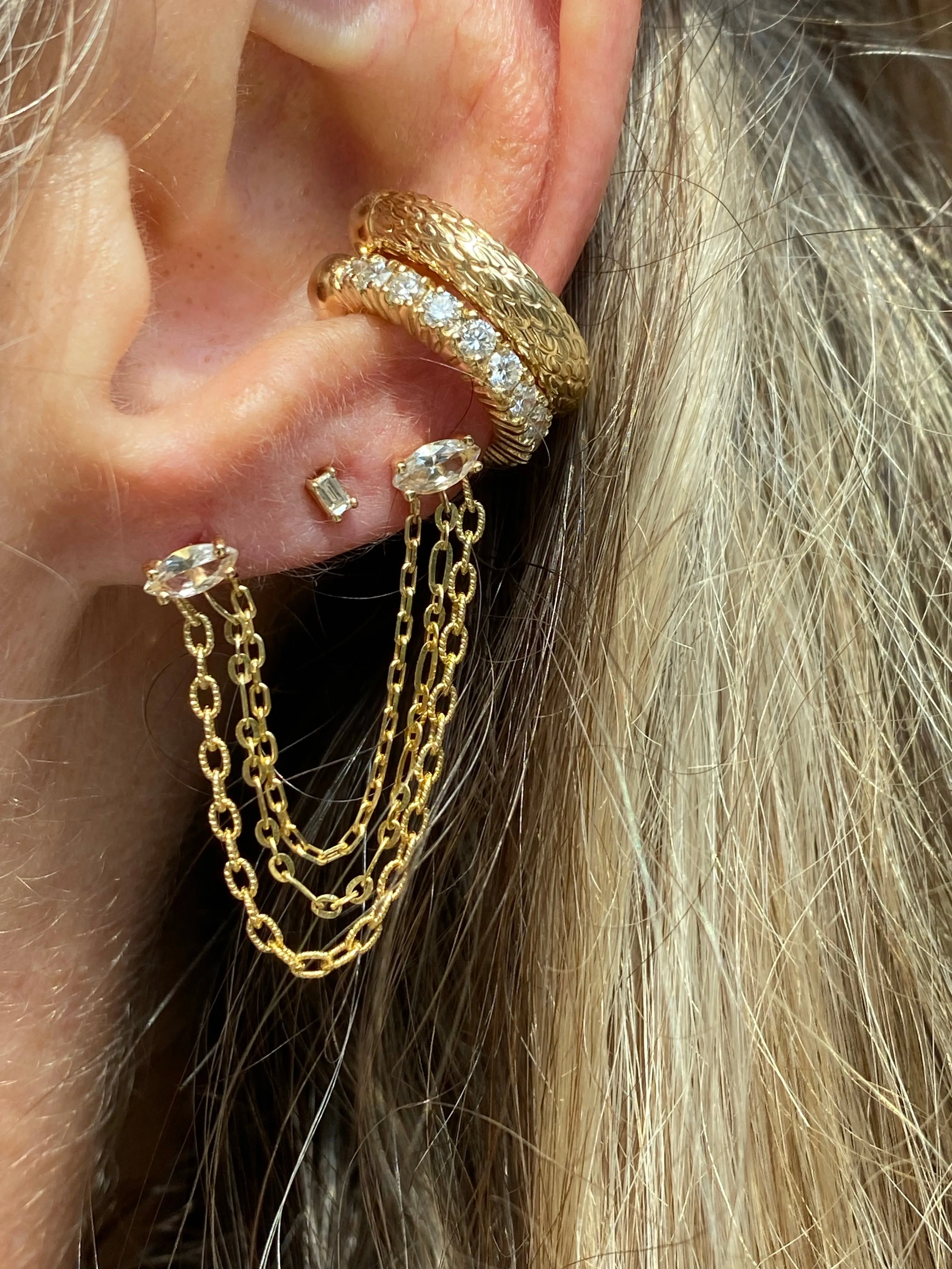 White Diamond Gemstone Ear Cuff (17mm)
