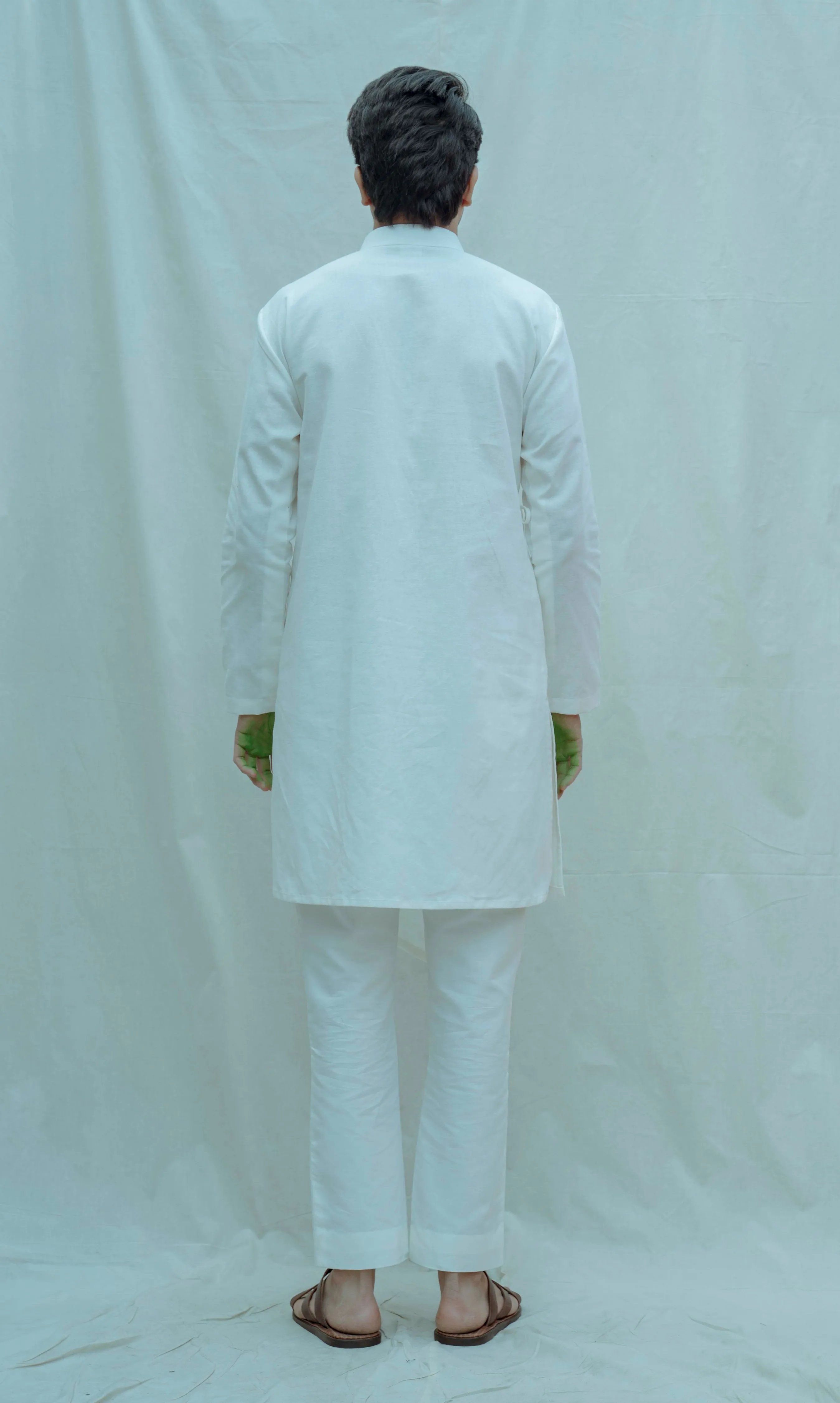 White Overlap Angrakha Kurta