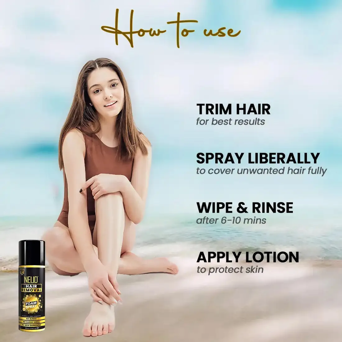 Wholesale | B2B | Bulk Order - NEUD Hair Removal Foam Spray with No Skin Darkening 72 Units (200ml Each)