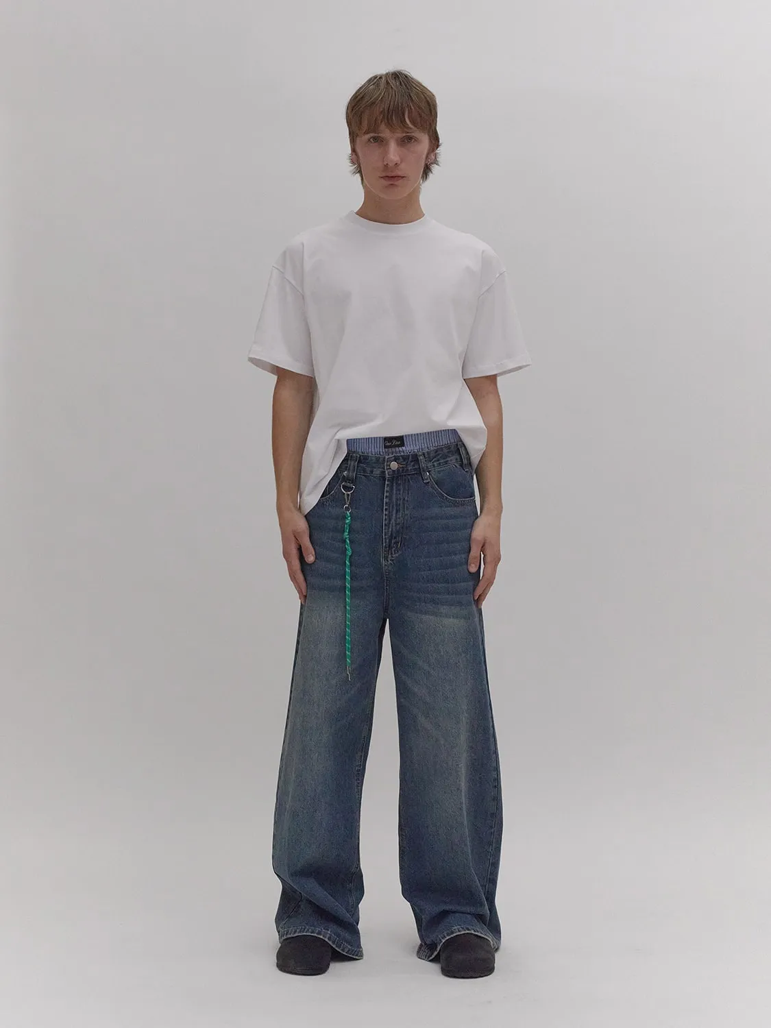Wide Leg Jeans w/ Green Paracord
