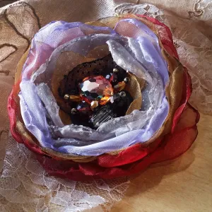 Wild Flower / Boho Rose Choker Flower Brooch Clip Upcycled Magnolia Apple Blossom Upcycled Concept Store Made in USA