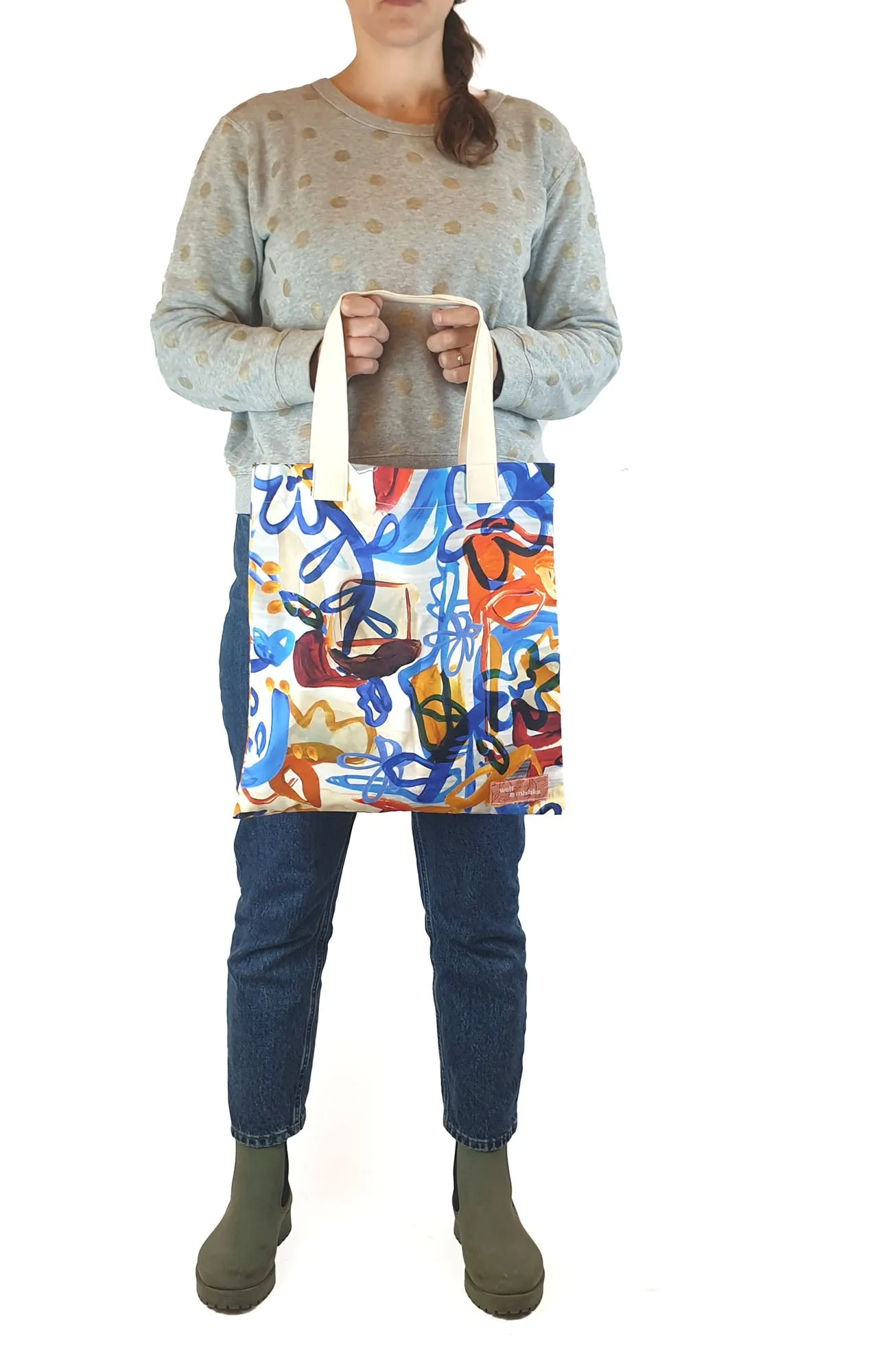 Wolf & Mishka blue floral tote bag