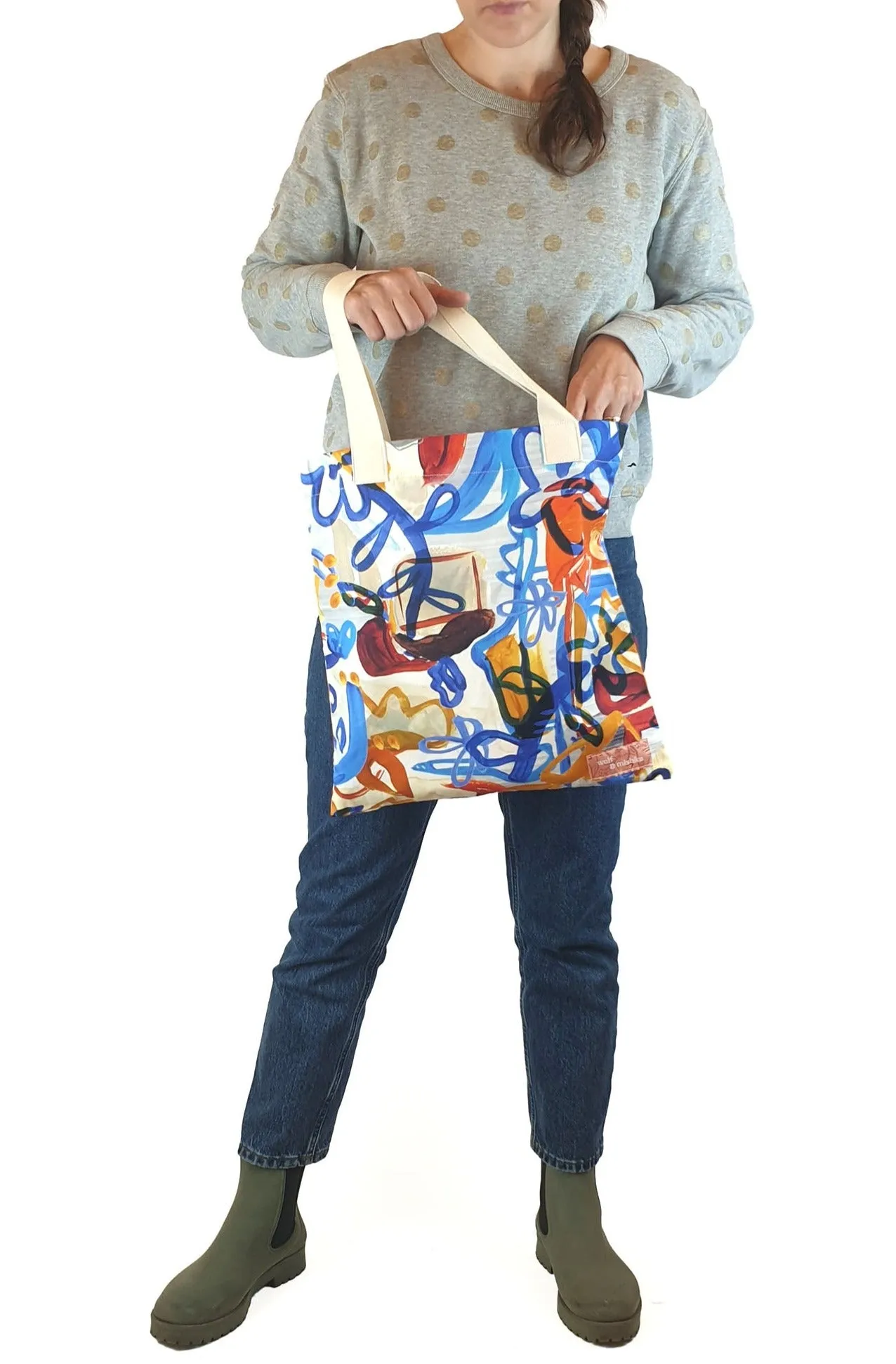 Wolf & Mishka blue floral tote bag