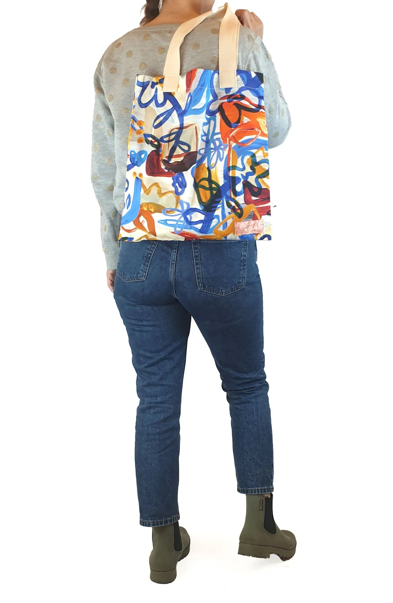 Wolf & Mishka blue floral tote bag