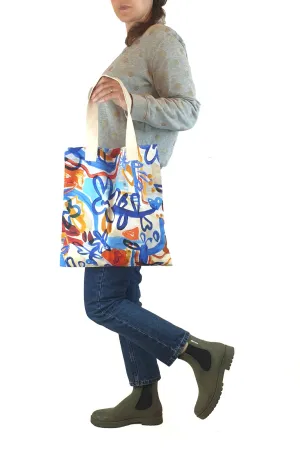 Wolf & Mishka blue floral tote bag