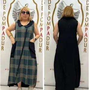 Women's Dolores sleeveless Green and Black Maxi Dress Perfect