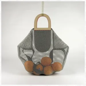 Womens Green Net Polyester Leather Tote Handbag Purse Polyester Tote Shoulder Bag Purse for Ladies