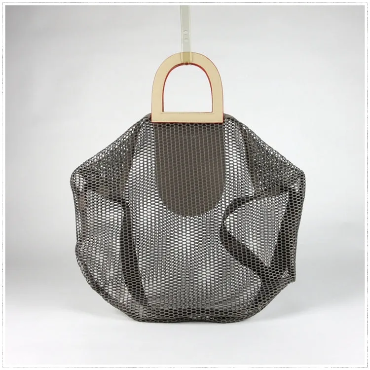 Womens Green Net Polyester Leather Tote Handbag Purse Polyester Tote Shoulder Bag Purse for Ladies
