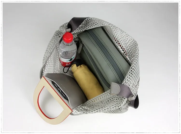 Womens Green Net Polyester Leather Tote Handbag Purse Polyester Tote Shoulder Bag Purse for Ladies