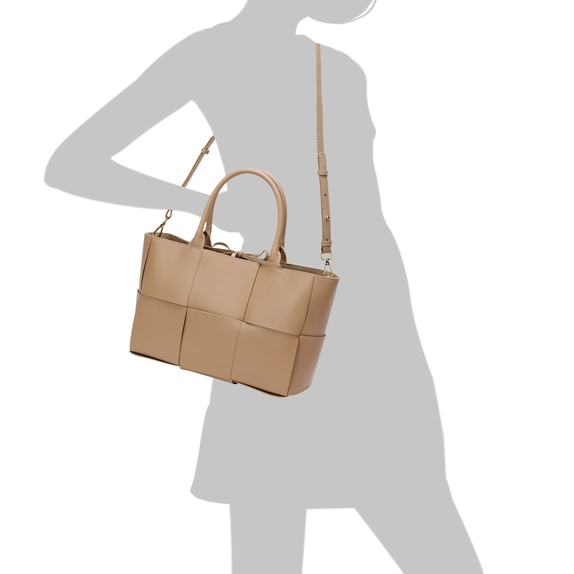 Woven Smooth Leather Tote Bag