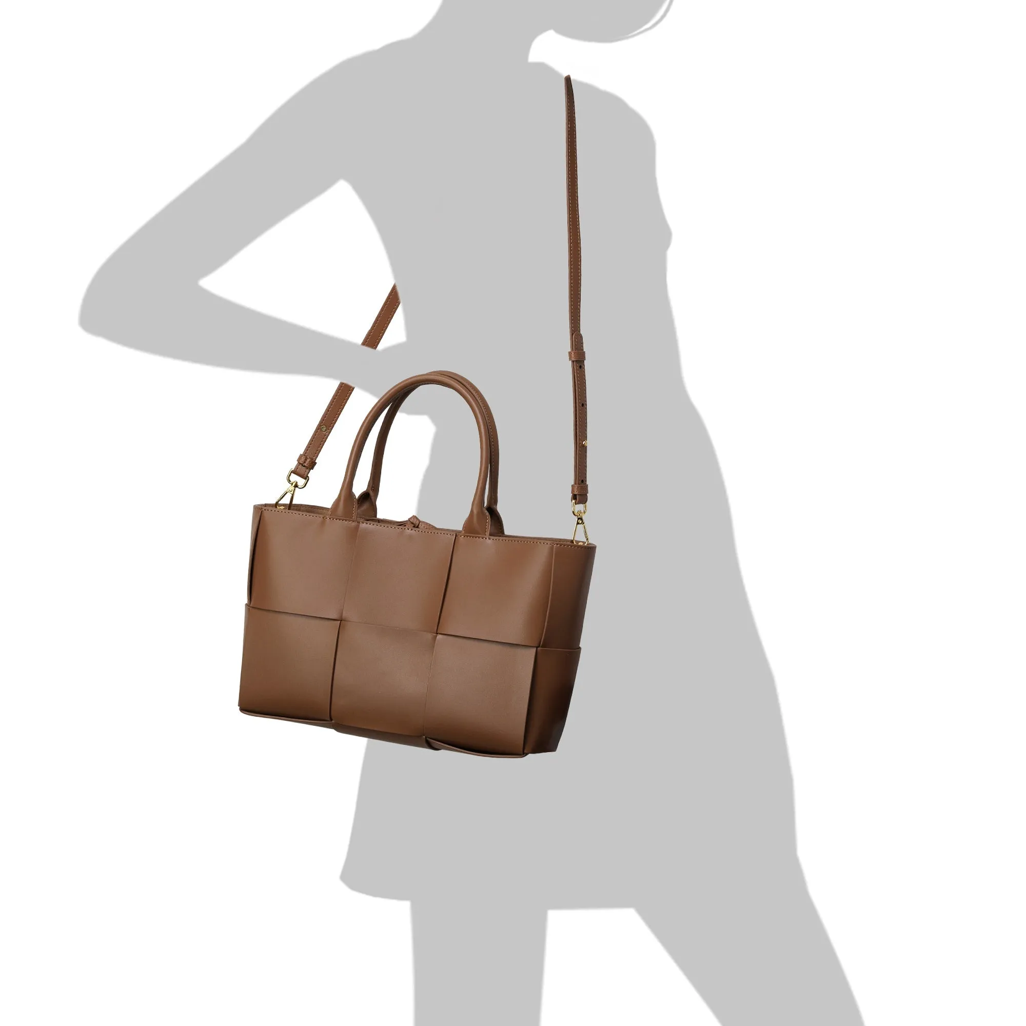 Woven Smooth Leather Tote Bag