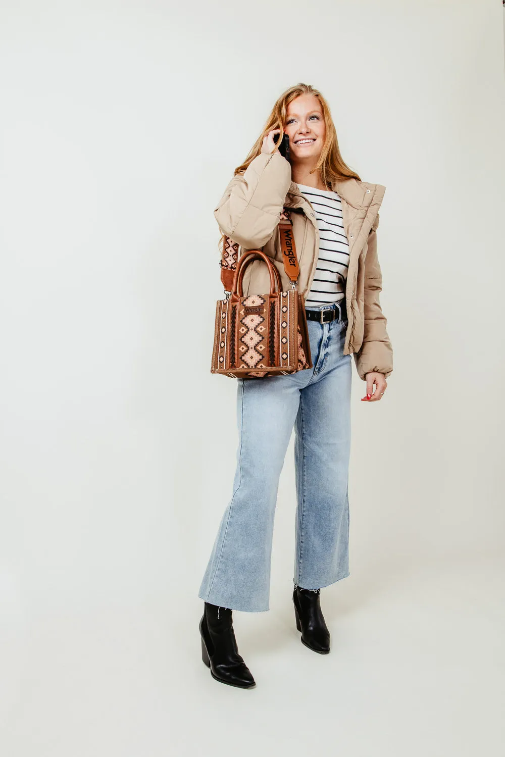 Wrangler Crossbody Tote Bag for Women in Dark Brown | WG2203-8120-DBR