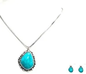 WYO-Horse Turquoise Simple Pebble Necklace