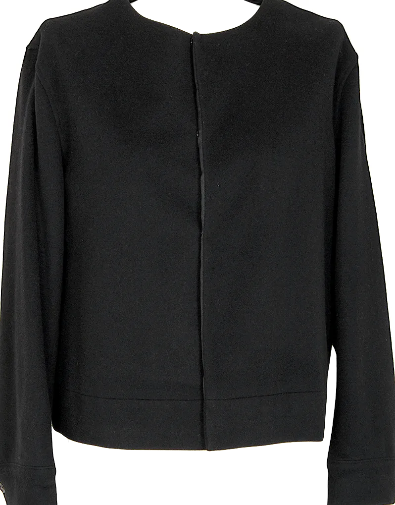 Yohji Yamamoto Japan. NOIR.  Black Angora Blended Wool Hidden Buttons Jacket
