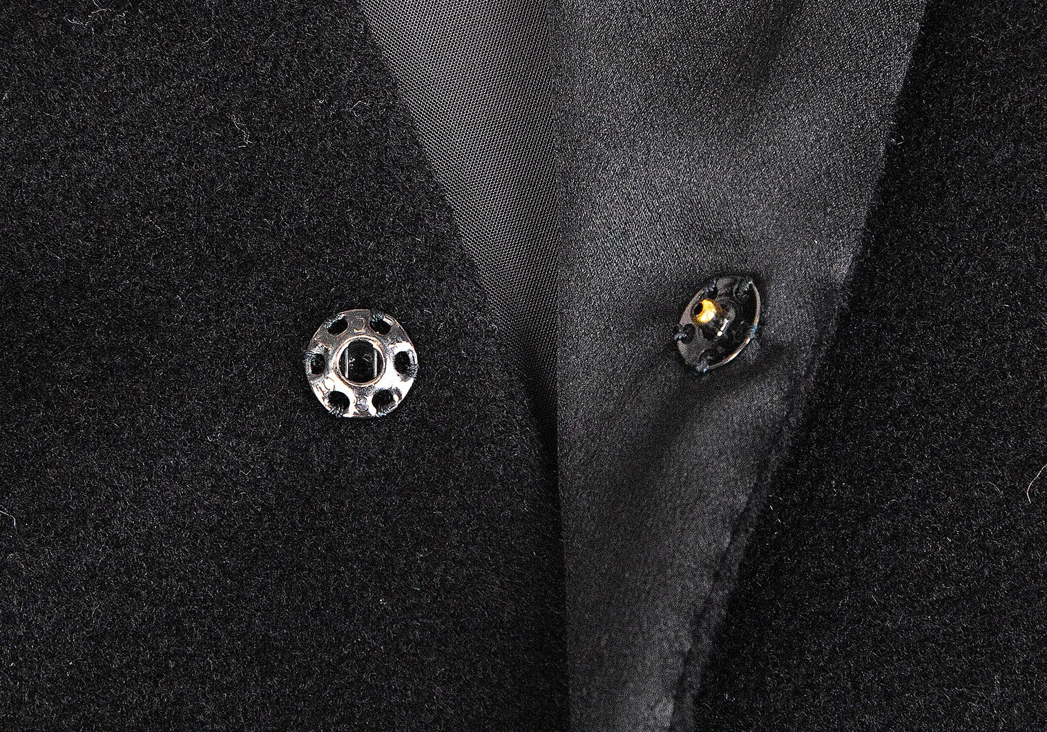 Yohji Yamamoto Japan. NOIR.  Black Angora Blended Wool Hidden Buttons Jacket