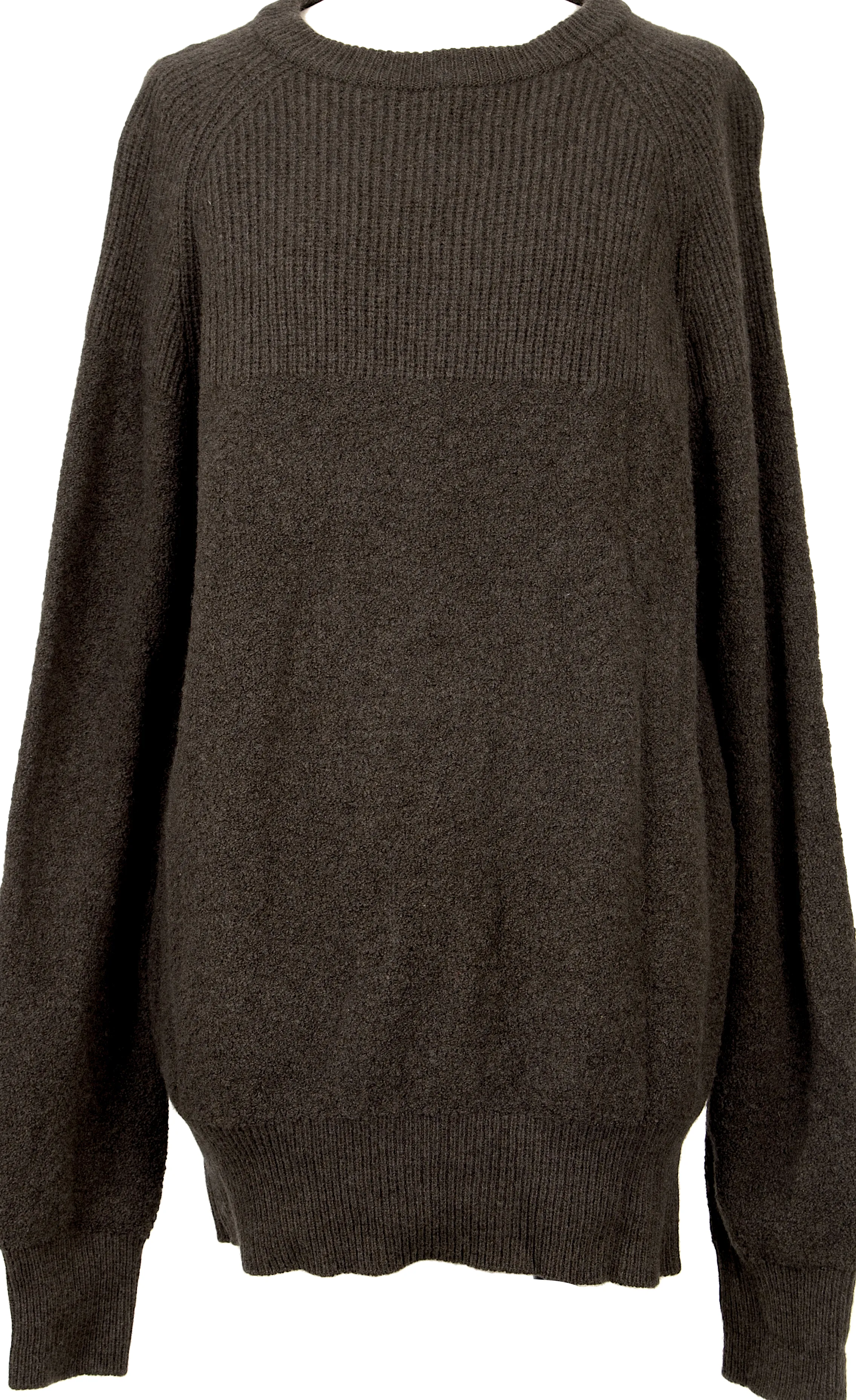 YOHJI YAMAMOTO JAPAN. RISMAT by Y's Rib Switching  Khaki-green Knit Sweater