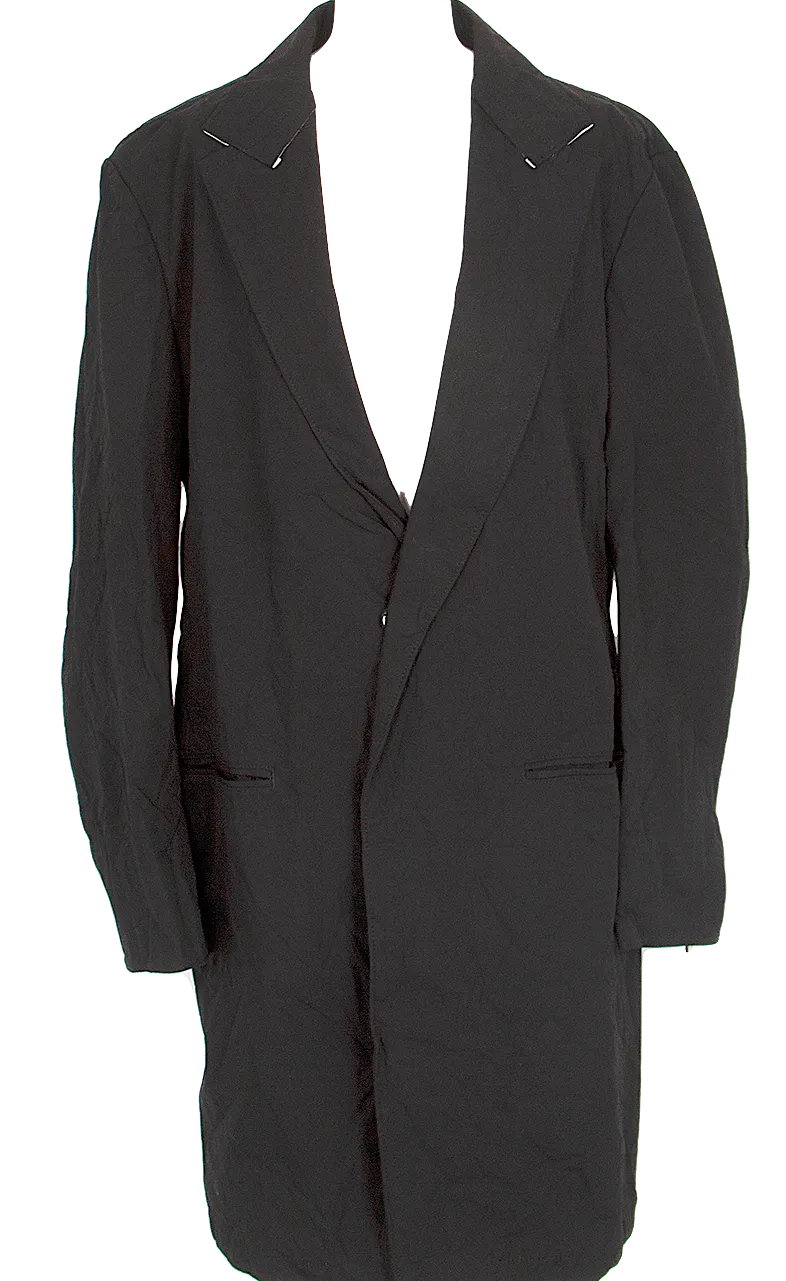 Yohji Yamamoto Japan. Y's Black Cotton Wrinkled Long Jacket