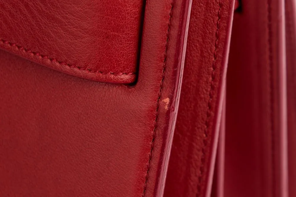 Yves Saint Laurent Sae De Jour Large Tote Bag in Red Leather, with Keys, Lock & Dust Cover