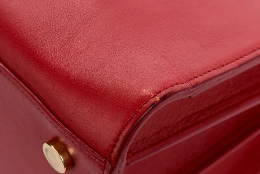 Yves Saint Laurent Sae De Jour Large Tote Bag in Red Leather, with Keys, Lock & Dust Cover